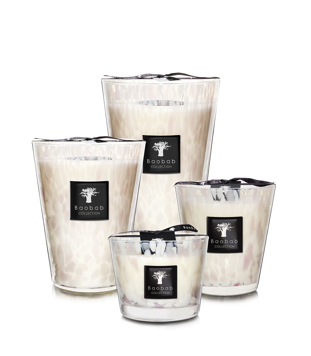 BAOBAB COLLECTION WHITE PEARLS CANDLE - 16 CM