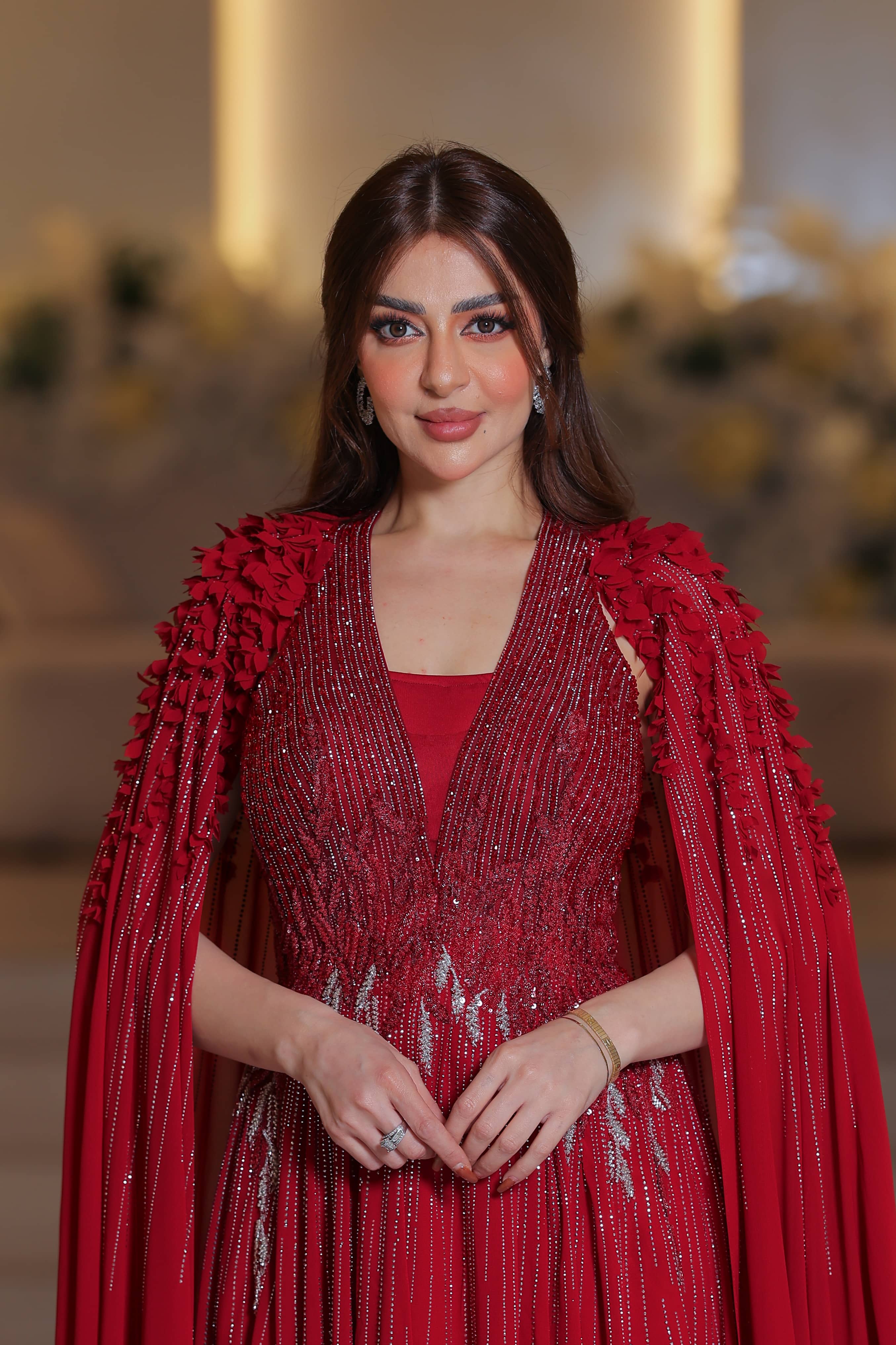  فستان سهرة احمر راقي 1733 