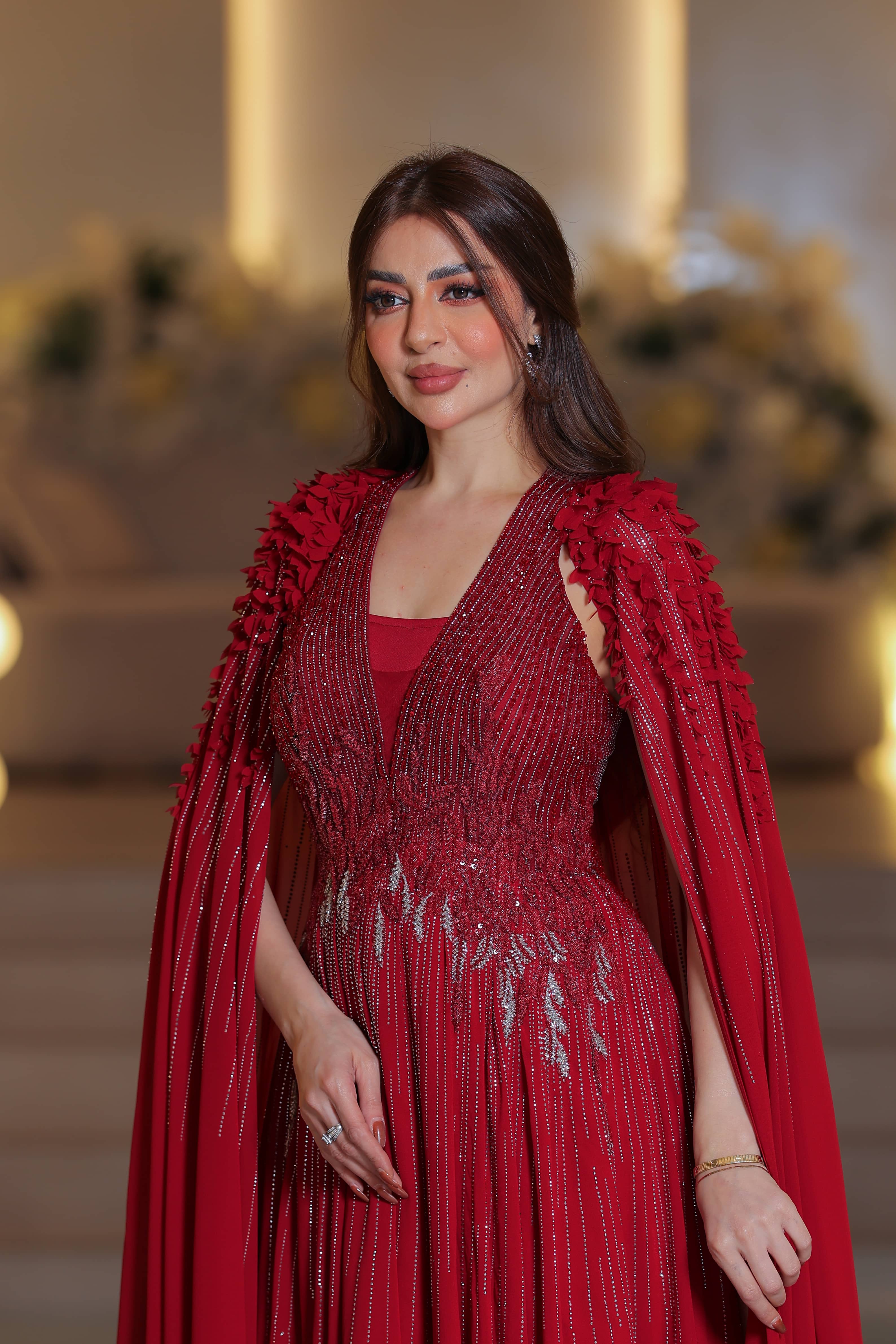  فستان سهرة احمر راقي 1733 