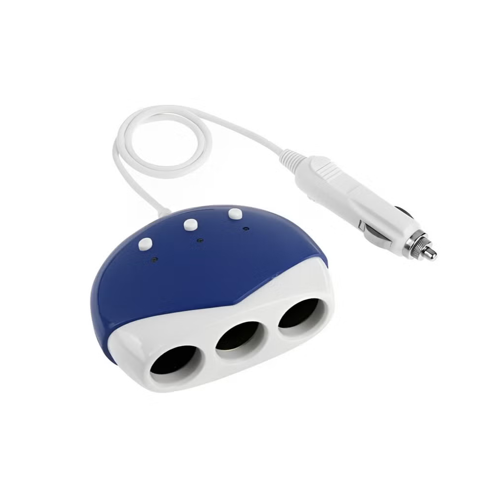 محول ولاعة سجائر وشاحن سيارة 3 فتحات مع منفذ USB