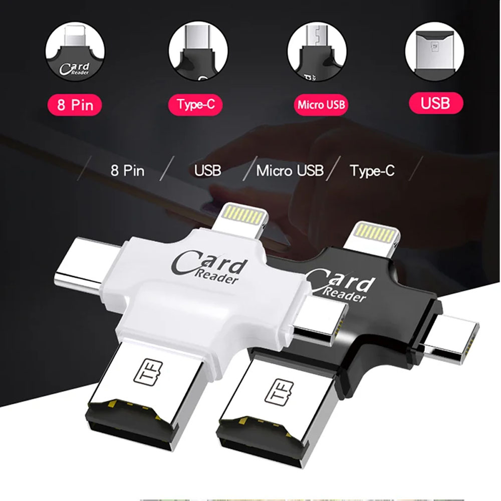 قارئ بطاقات متعدد مع محول USB من النوع C ومحول OTG HUB