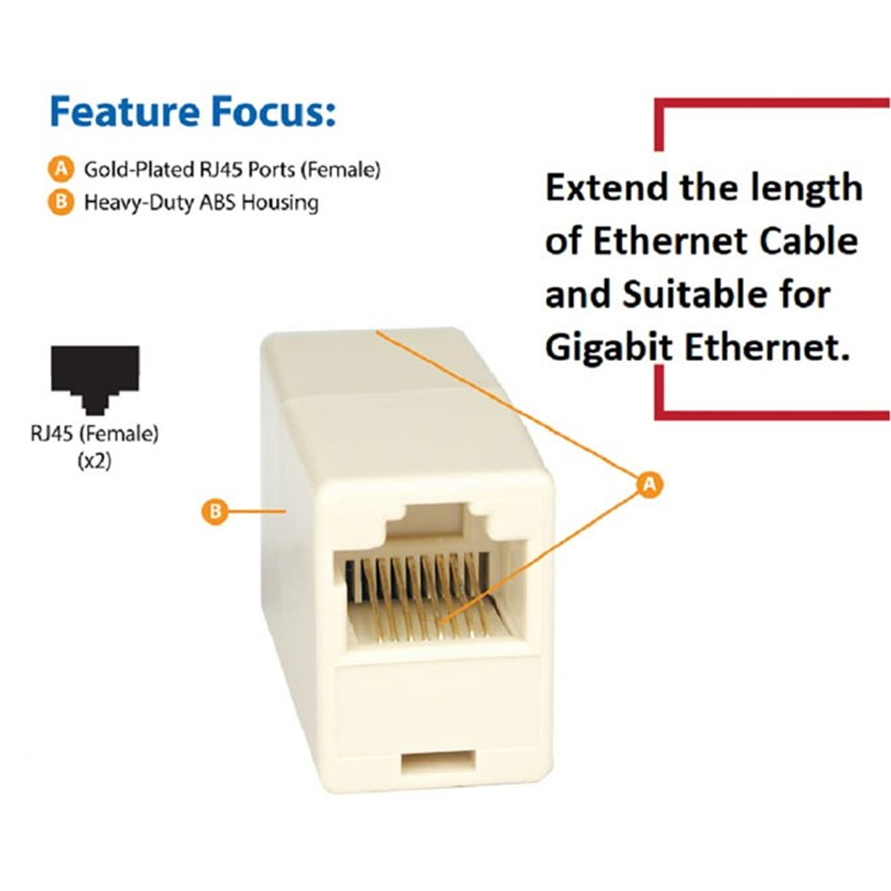 مقرنة إيثرنت RJ45 أنثى إلى أنثى لكابلات الإنترنت(20 قطعه)