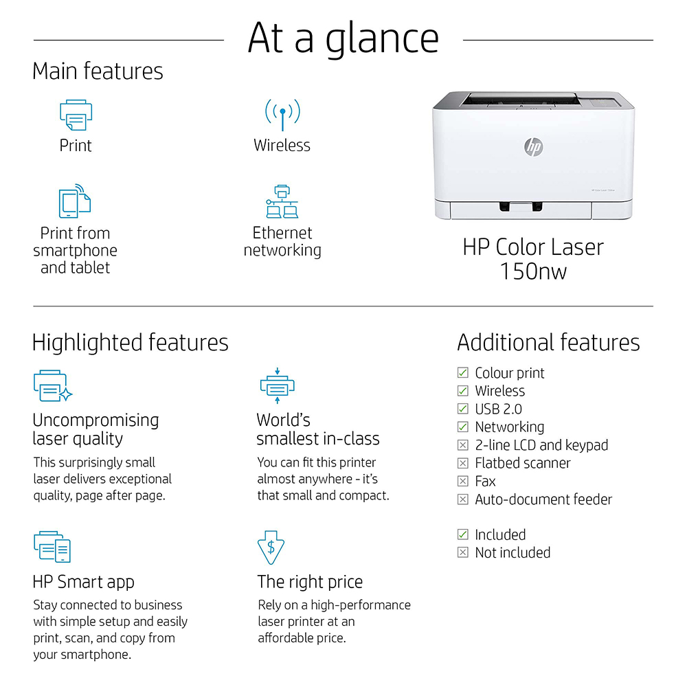                   اتش بي طباعة Color LaserJet 150nw لاسلكية