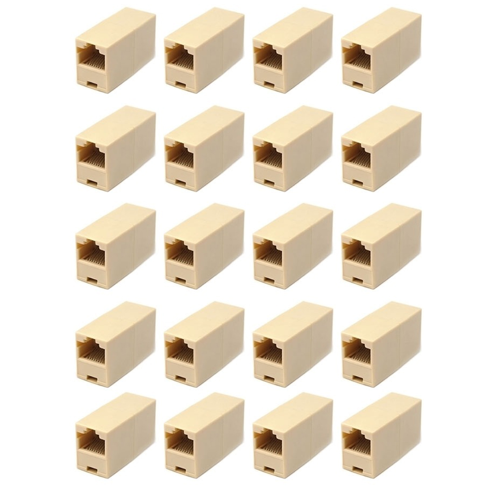 مقرنة إيثرنت RJ45 أنثى إلى أنثى لكابلات الإنترنت(20 قطعه)