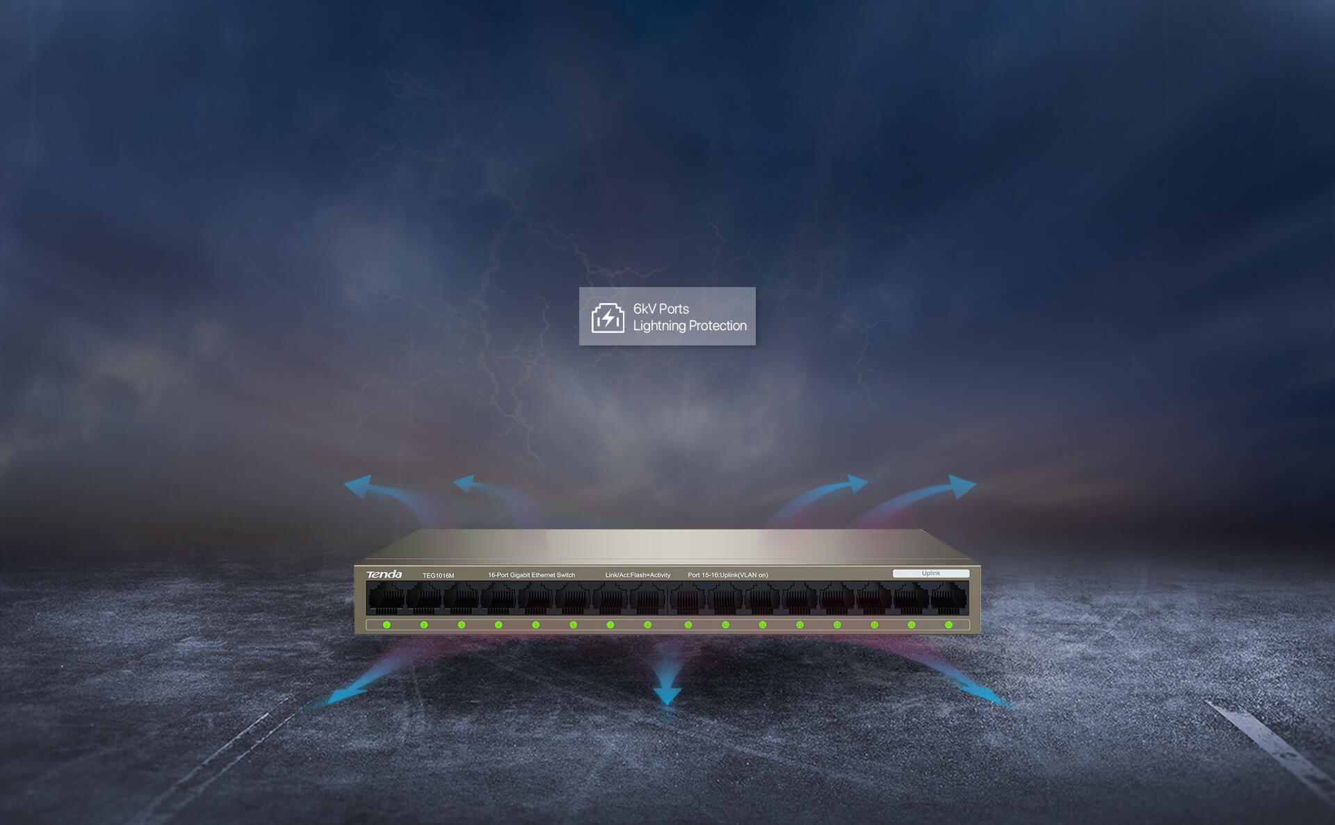 محول إيثرنت جيجابت 16 منفذ من تيندا - موديل TEG1016M