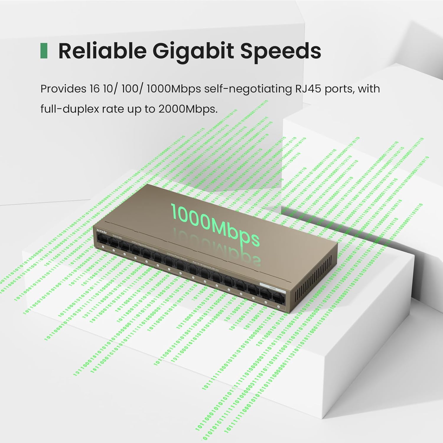 محول إيثرنت جيجابت 16 منفذ من تيندا - موديل TEG1016M