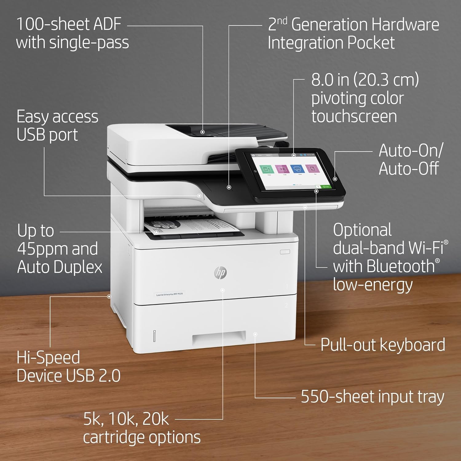 اتش بي طابعة ليزر جيت انتربرايز MFP M528dn
