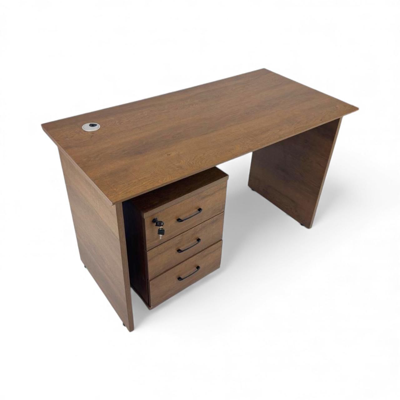  Brown 120 cm desk with mobile side drawers 