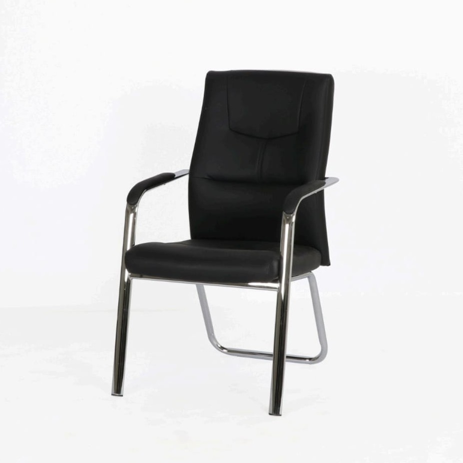  Black fixed office chair in black color with elegant design 
