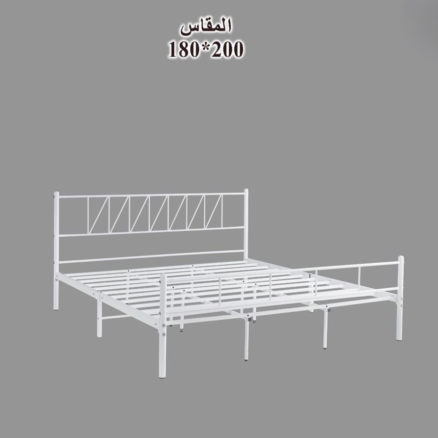  سرير حديد أبيض 180×200 بتصميم عصري وهيكل قوي لغرف النوم الحديثة 