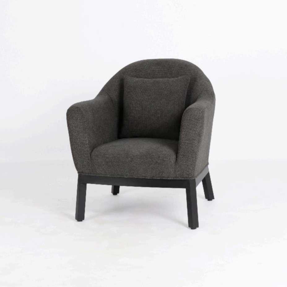 Grey single lounge chair with stable base 