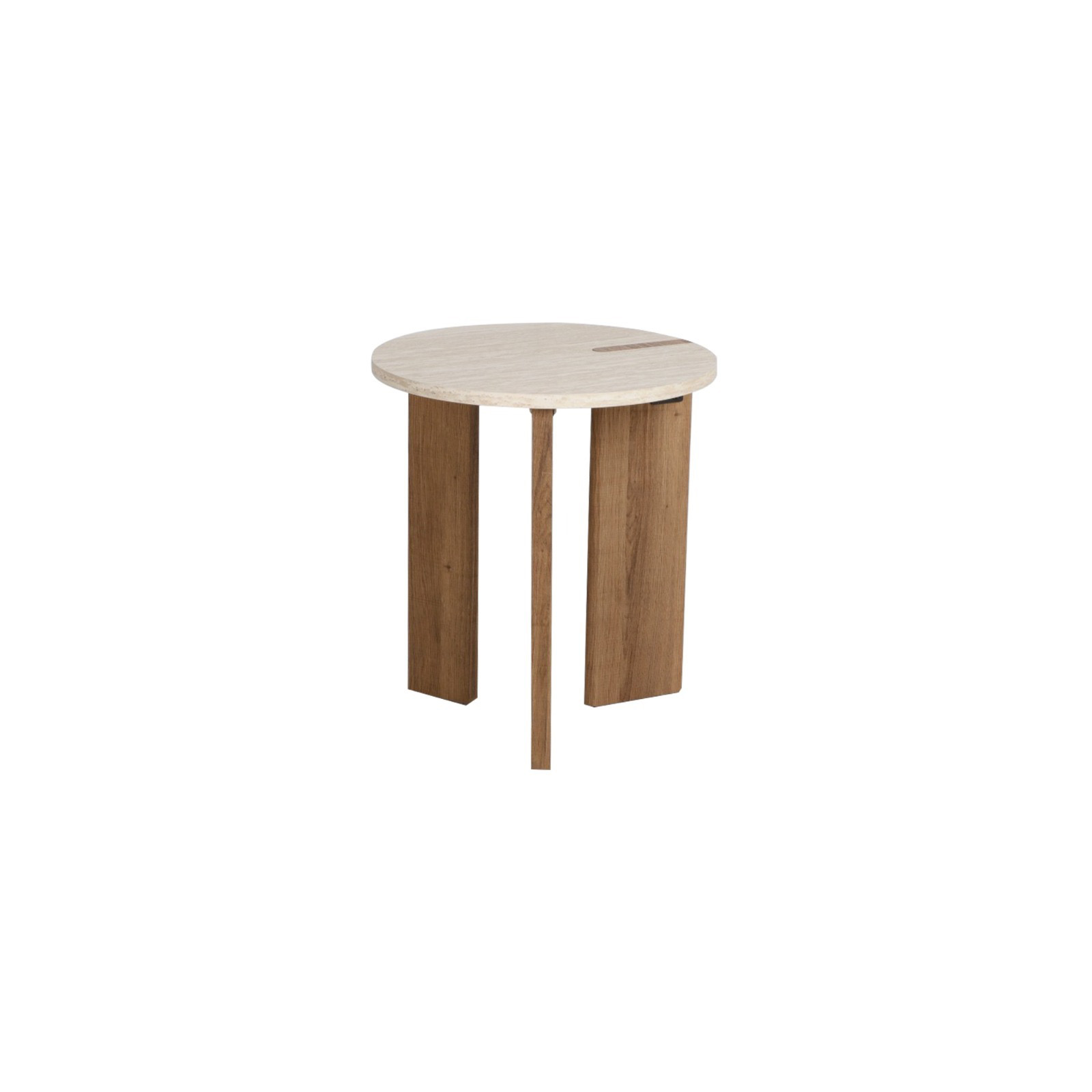  Alyora side table with light top and brown supports 