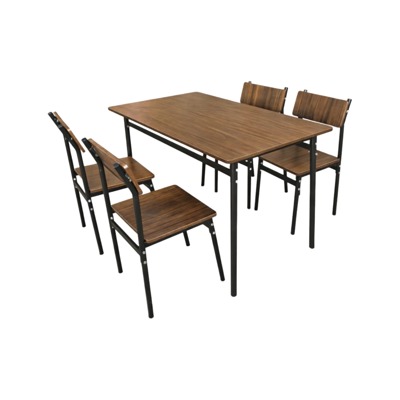  Modern brown wooden dining table with 4 chairs 