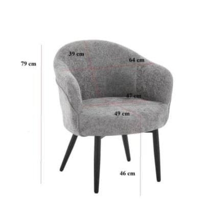  Light grey bouclé round chair with circular shape 