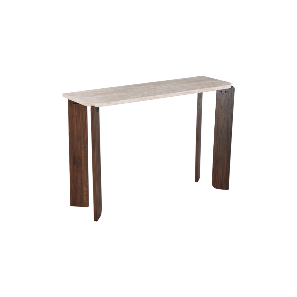  Dark brown wooden console with light top 120cm 