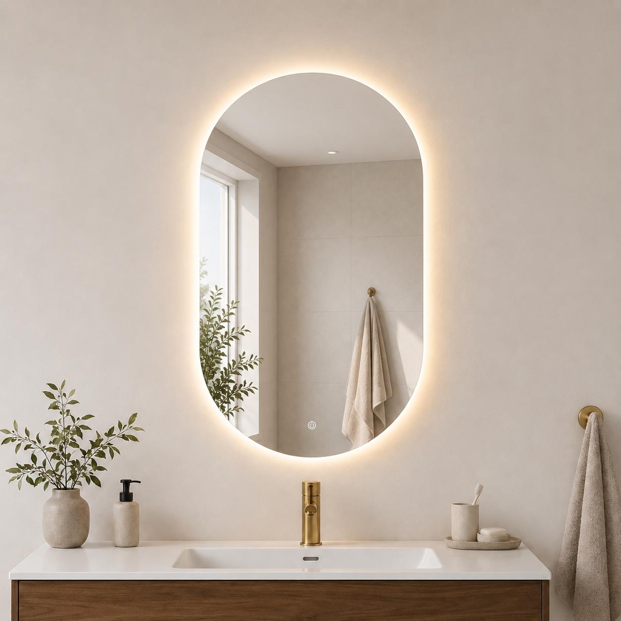  Frameless illuminated arched wall mirror by Lamsat Furniture 