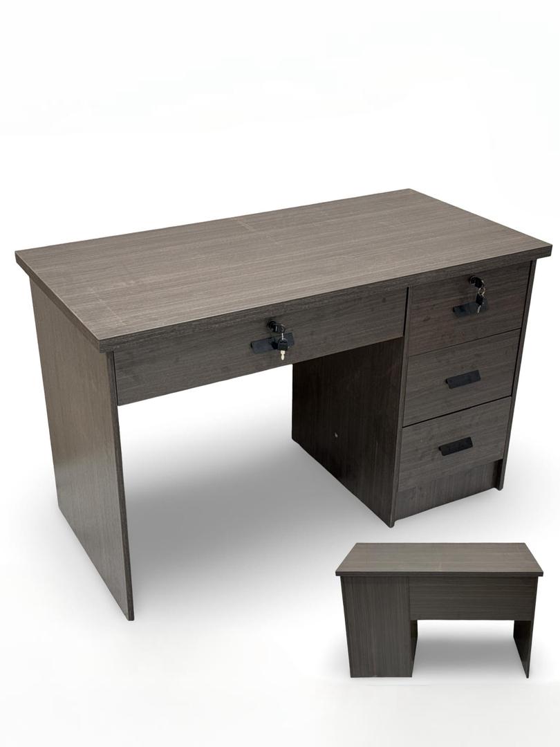  Dark brown wooden desk with drawers and lock elegant design 
