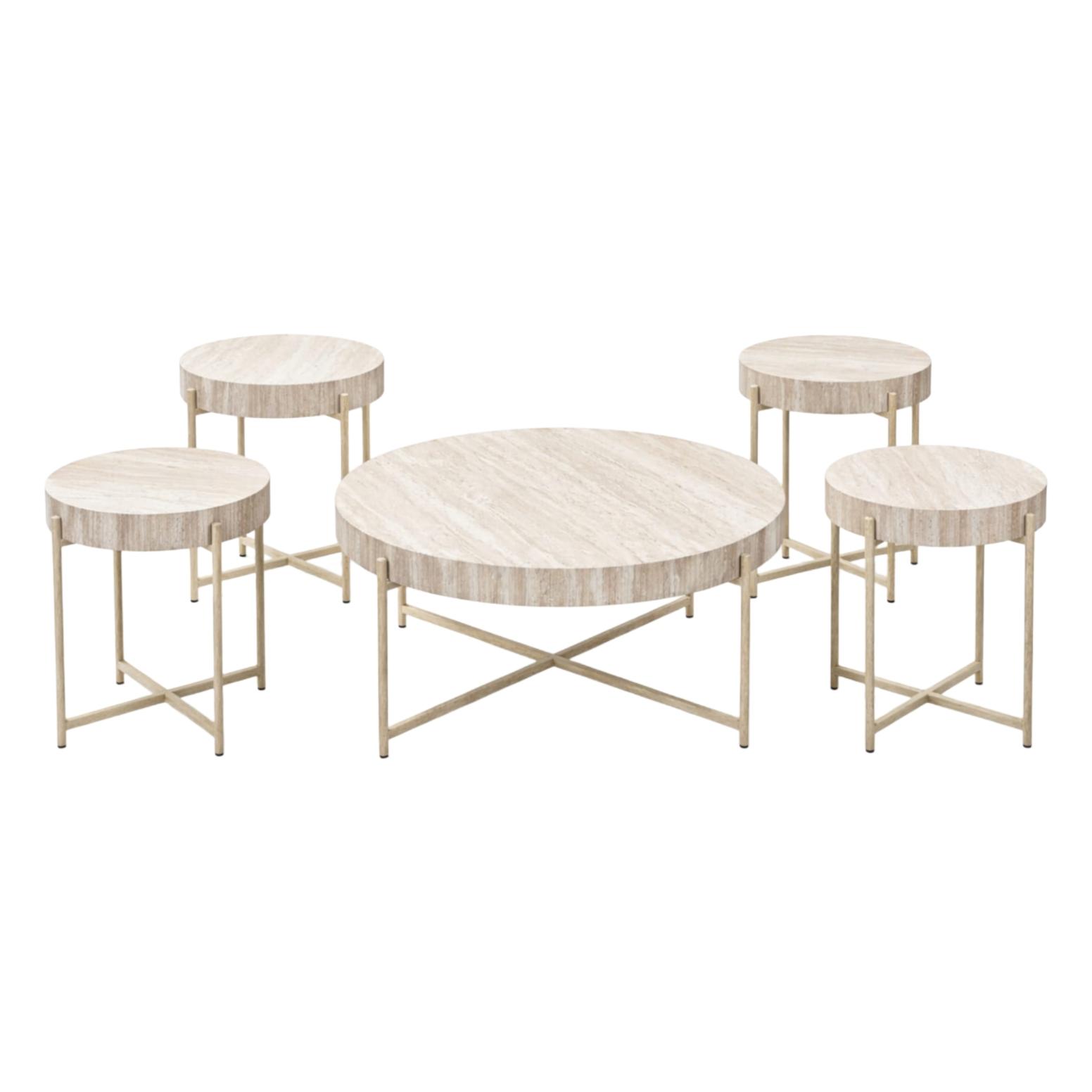  Modern Multi-Color Round Table Set 5 Pieces (4+1) 