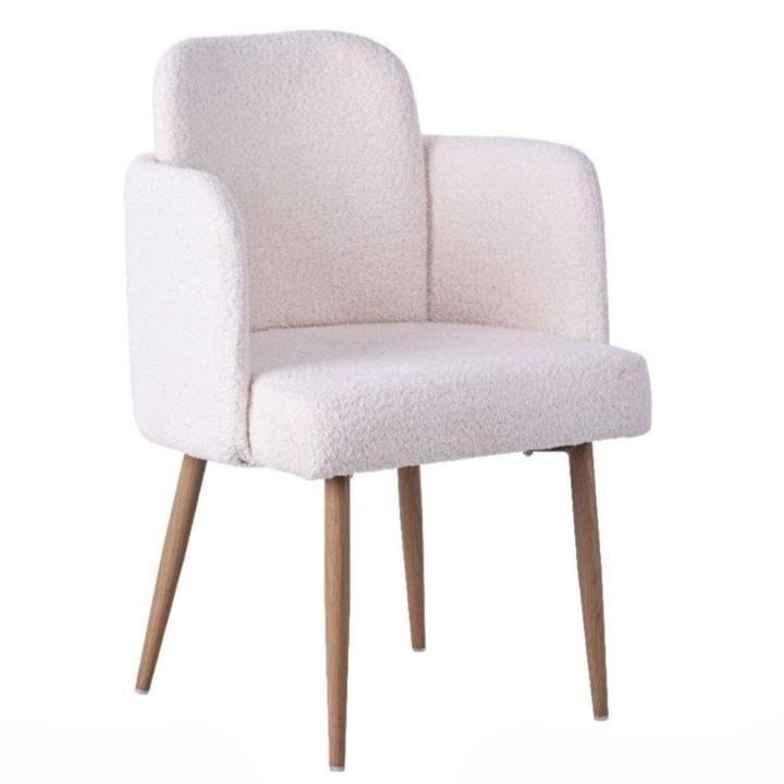  Beige accent chair with walnut legs 