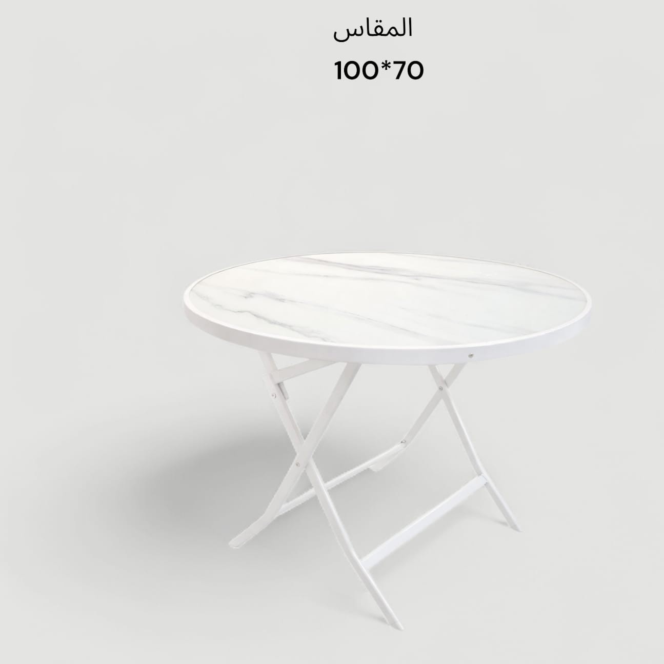  White round dining table with practical design on white background 
