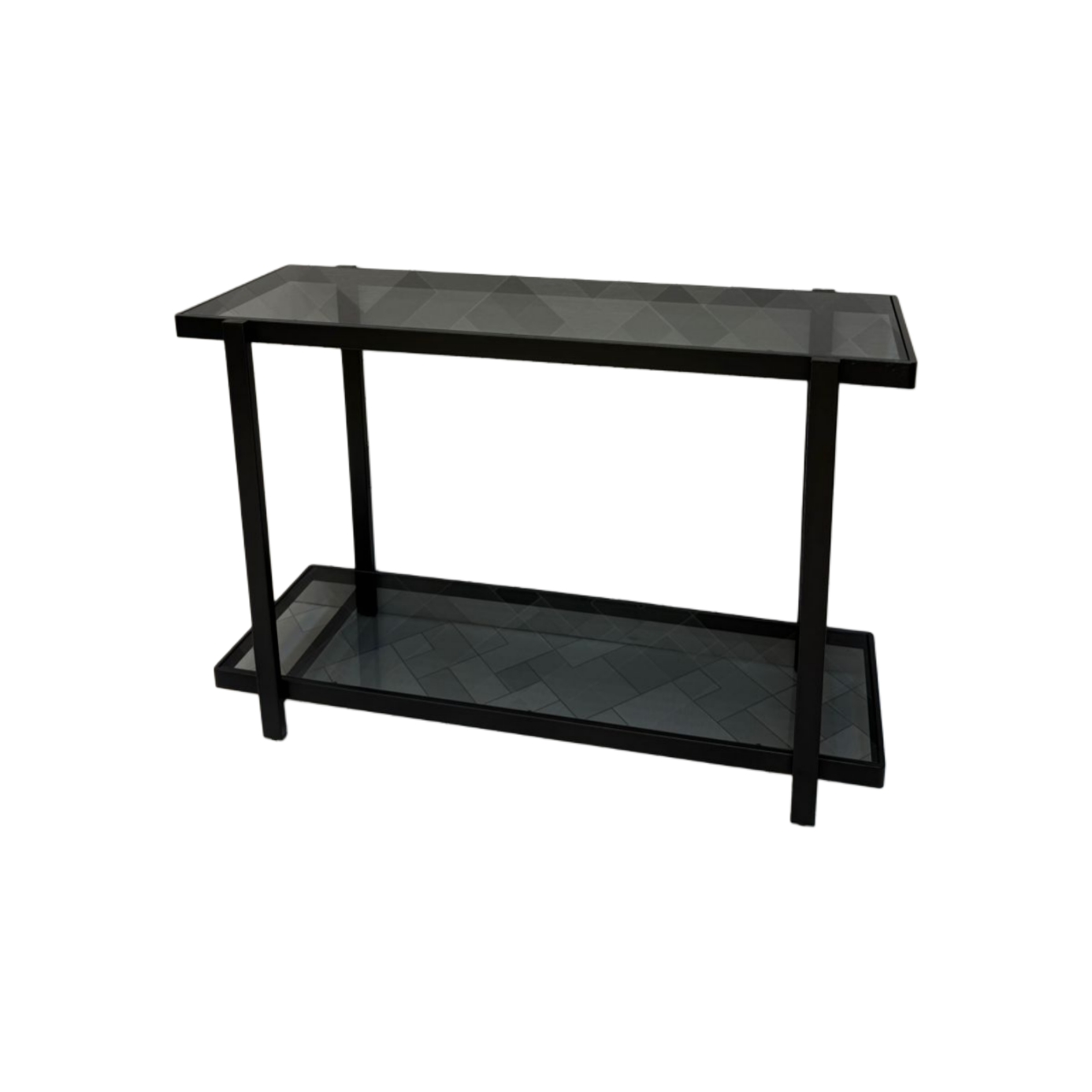  Black glass console table 120 cm with lower shelf modern design 
