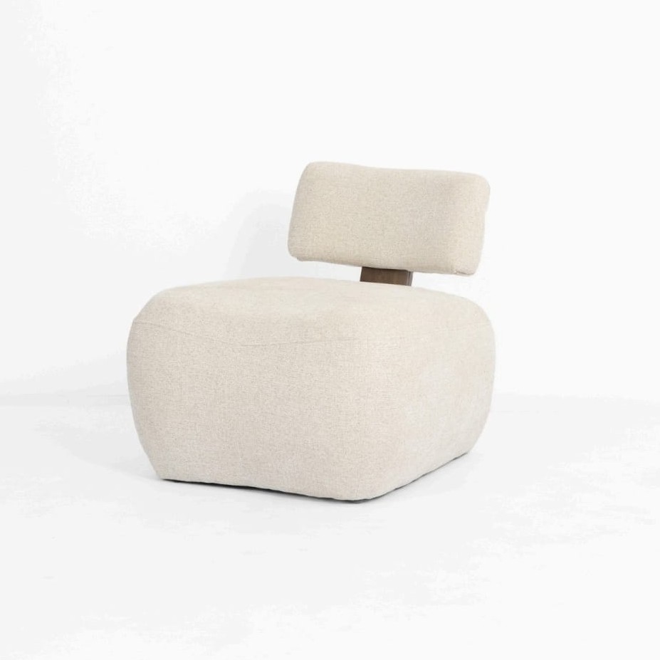  Soft cream single lounge chair with curved modern shape 