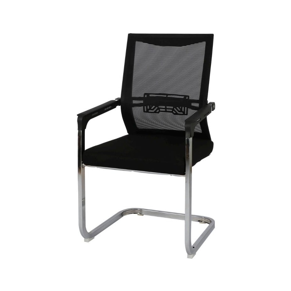  Black mesh fixed office chair with breathable back design 