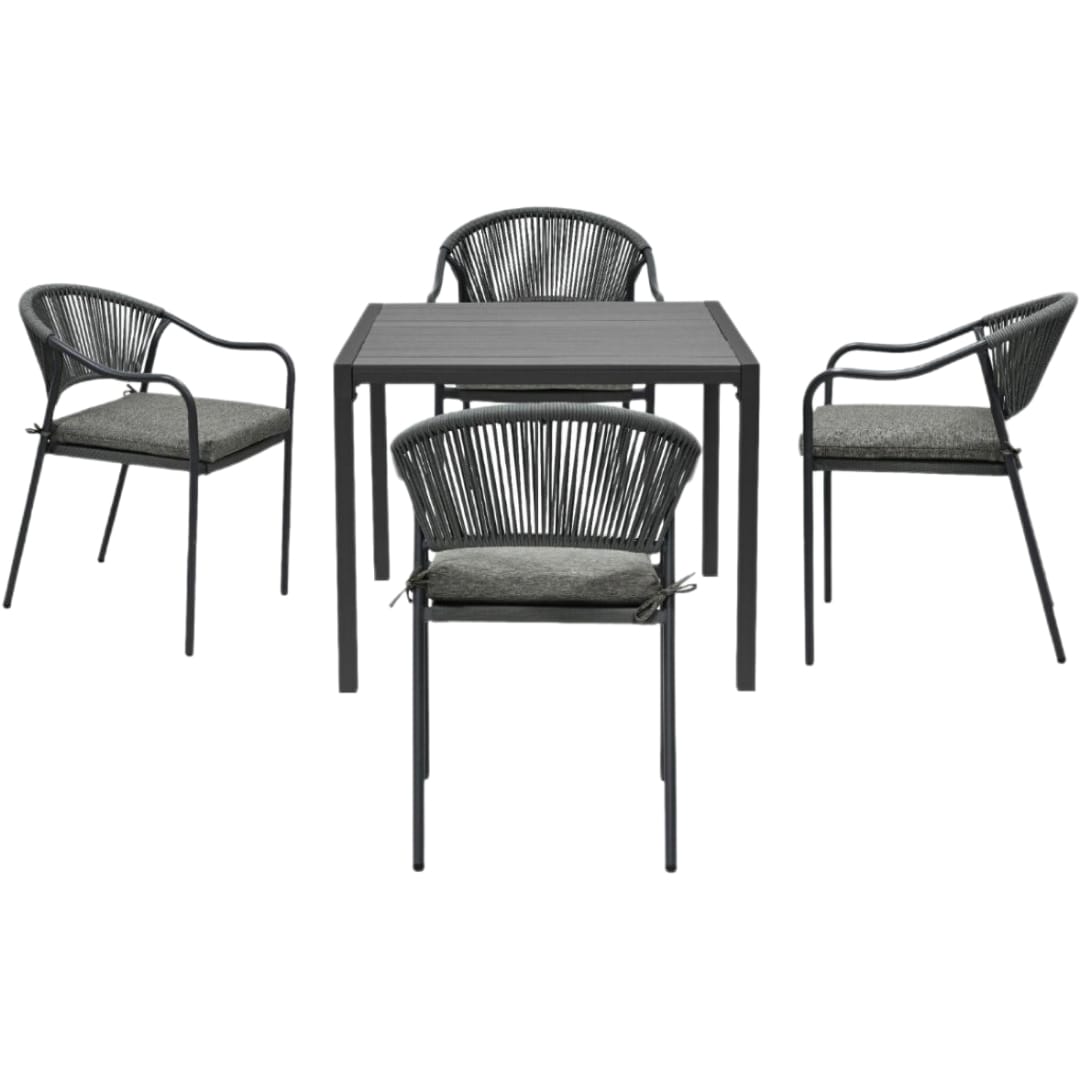  Elegant outdoor 4+1 patio set in dark grey and grey color 
