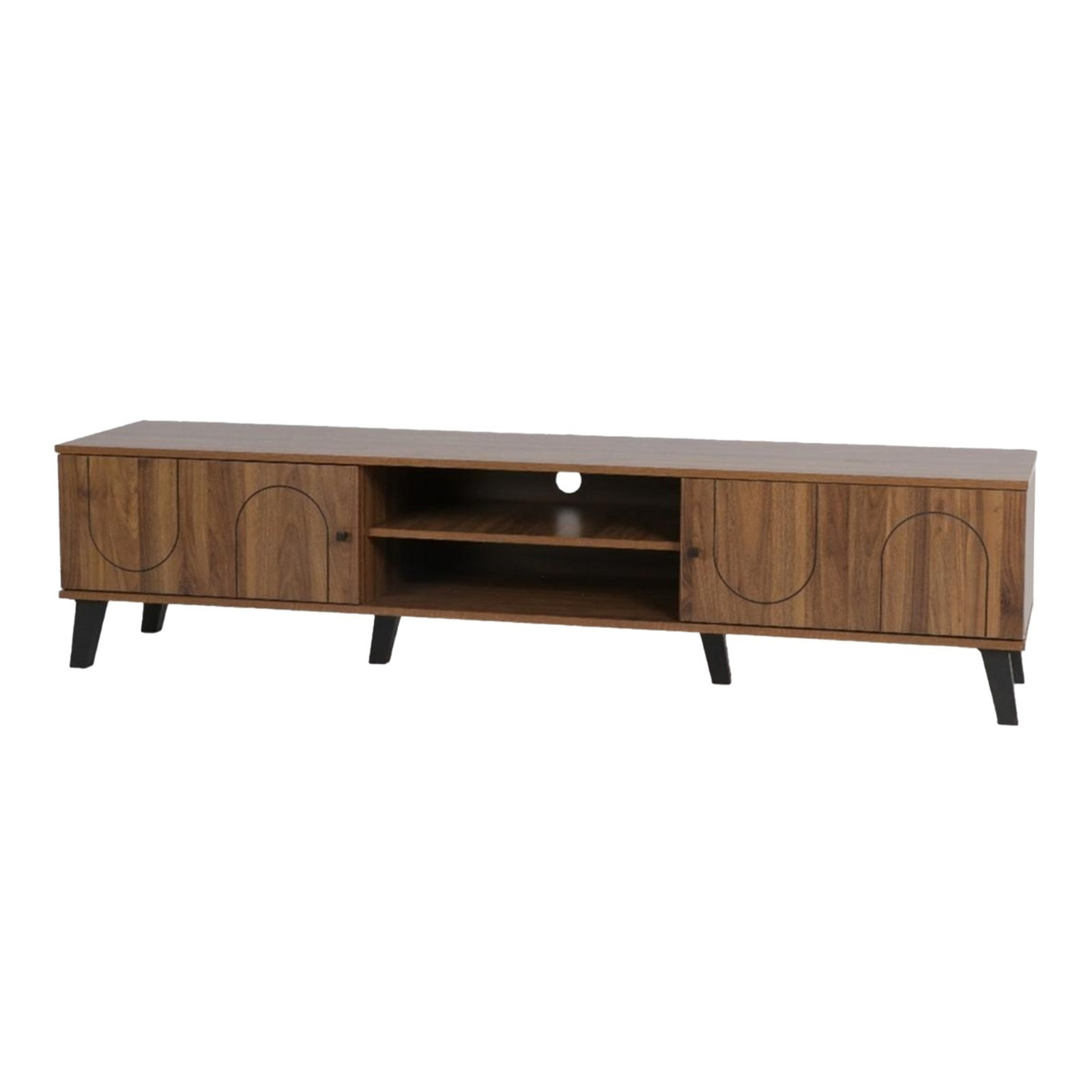  Novera brown TV stand with four doors and center shelves 