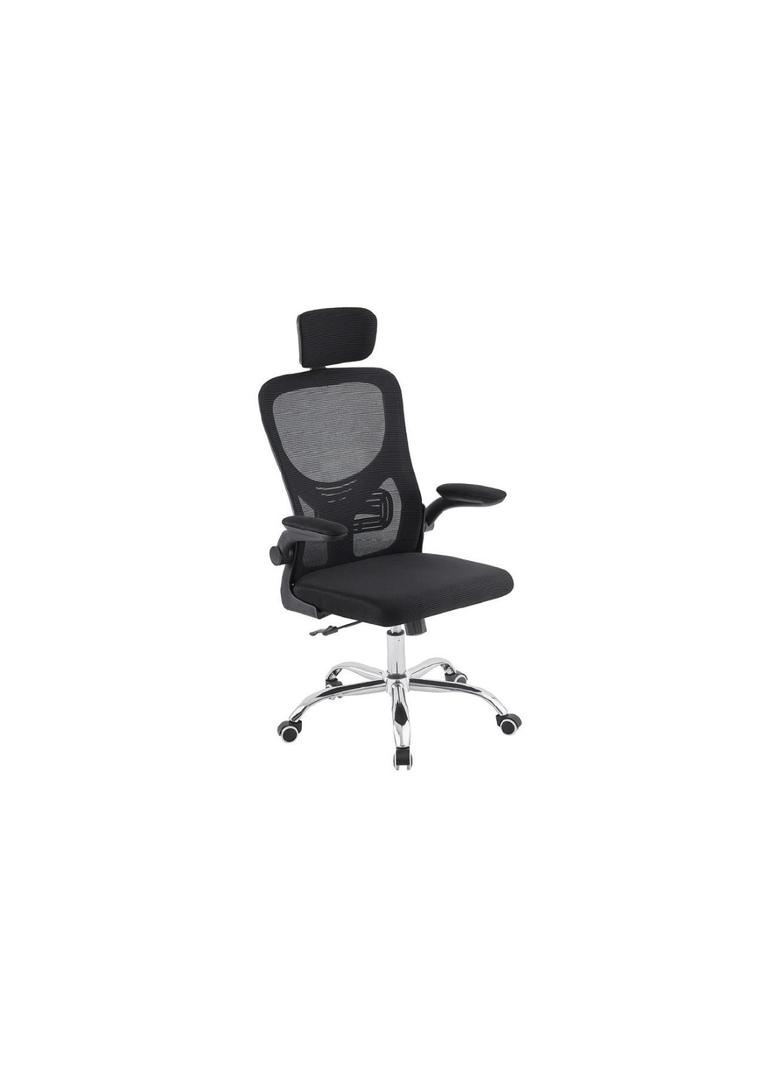 Black mesh office chair with headrest and back support 