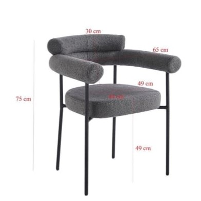  Grey modern boucle single armchair 
