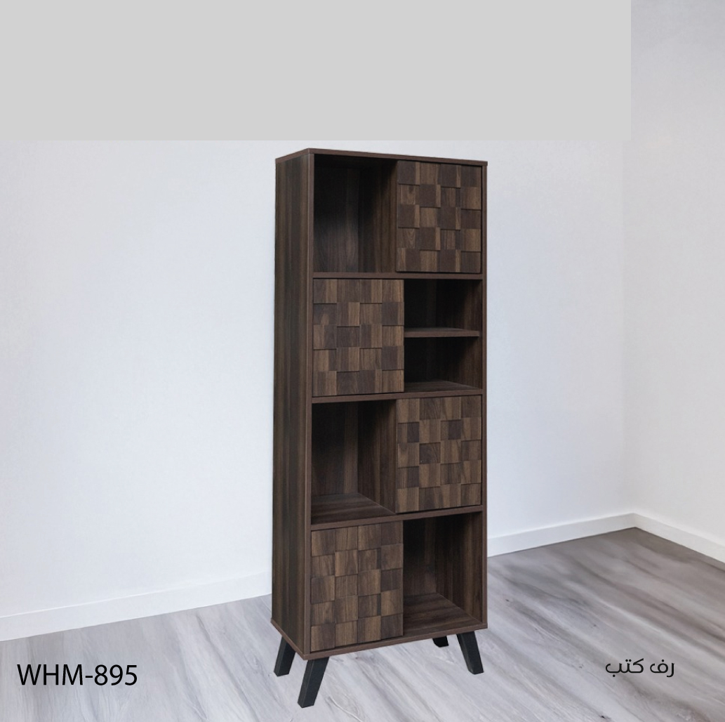  Dark brown wooden book shelf, elegant and office-friendly 