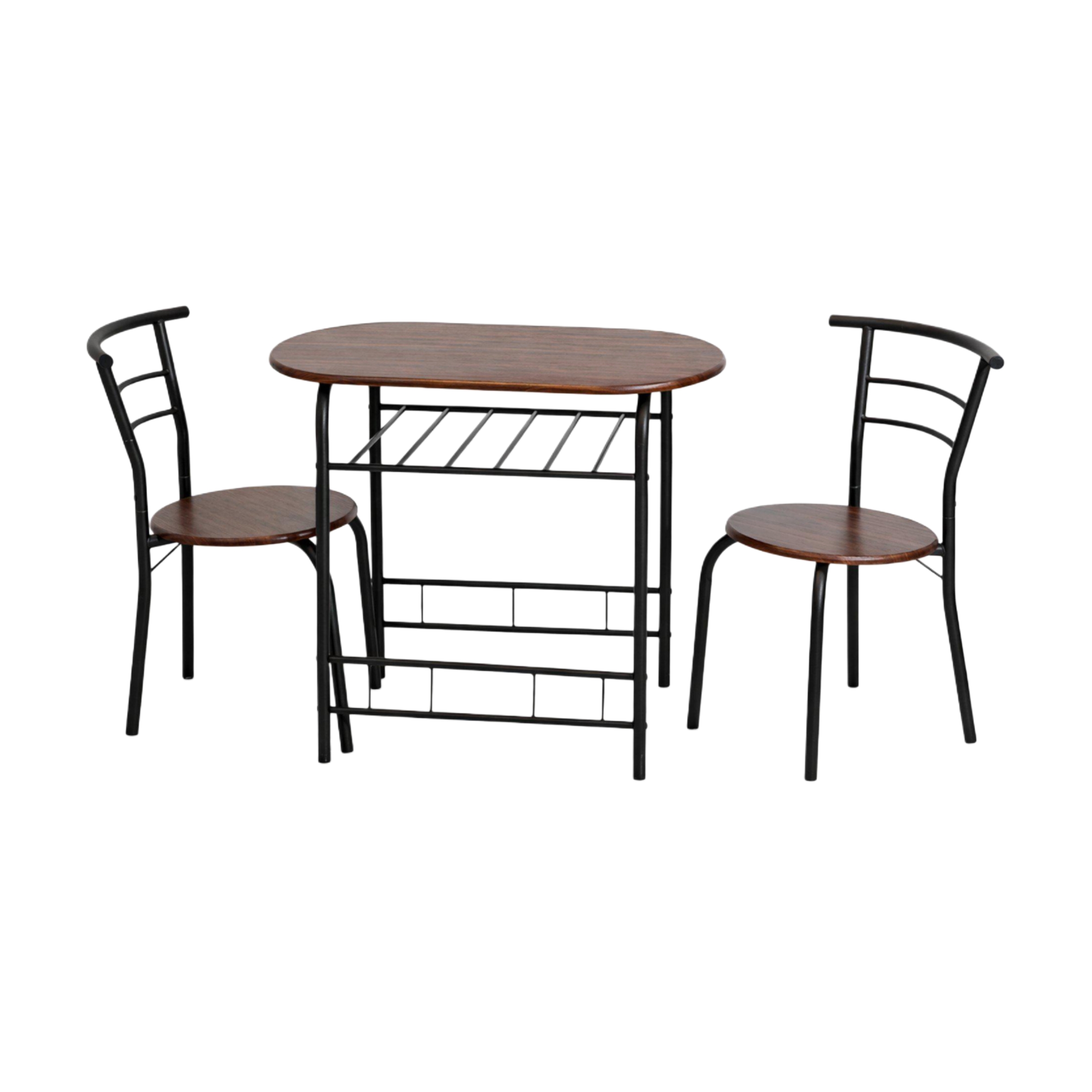  Multi color dining table with 2 chairs dark wood top 