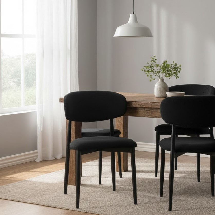  Modern dining chair in black color with contemporary design 
