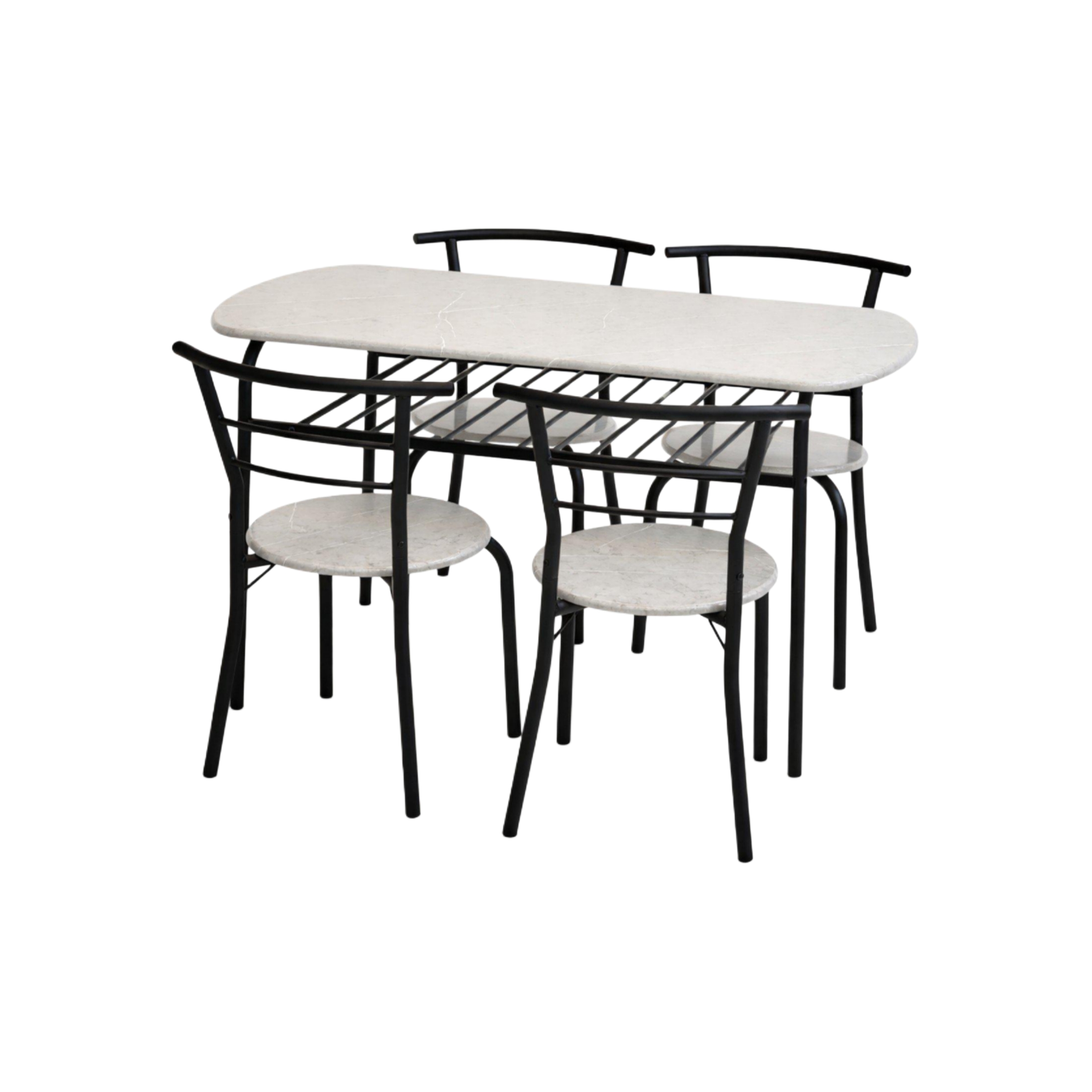  Multi color dining table with 4 chairs stone grey top 