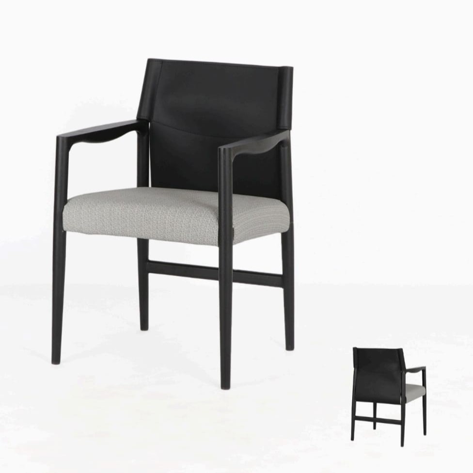  CJ-2515F black dining armchair with gray seat 