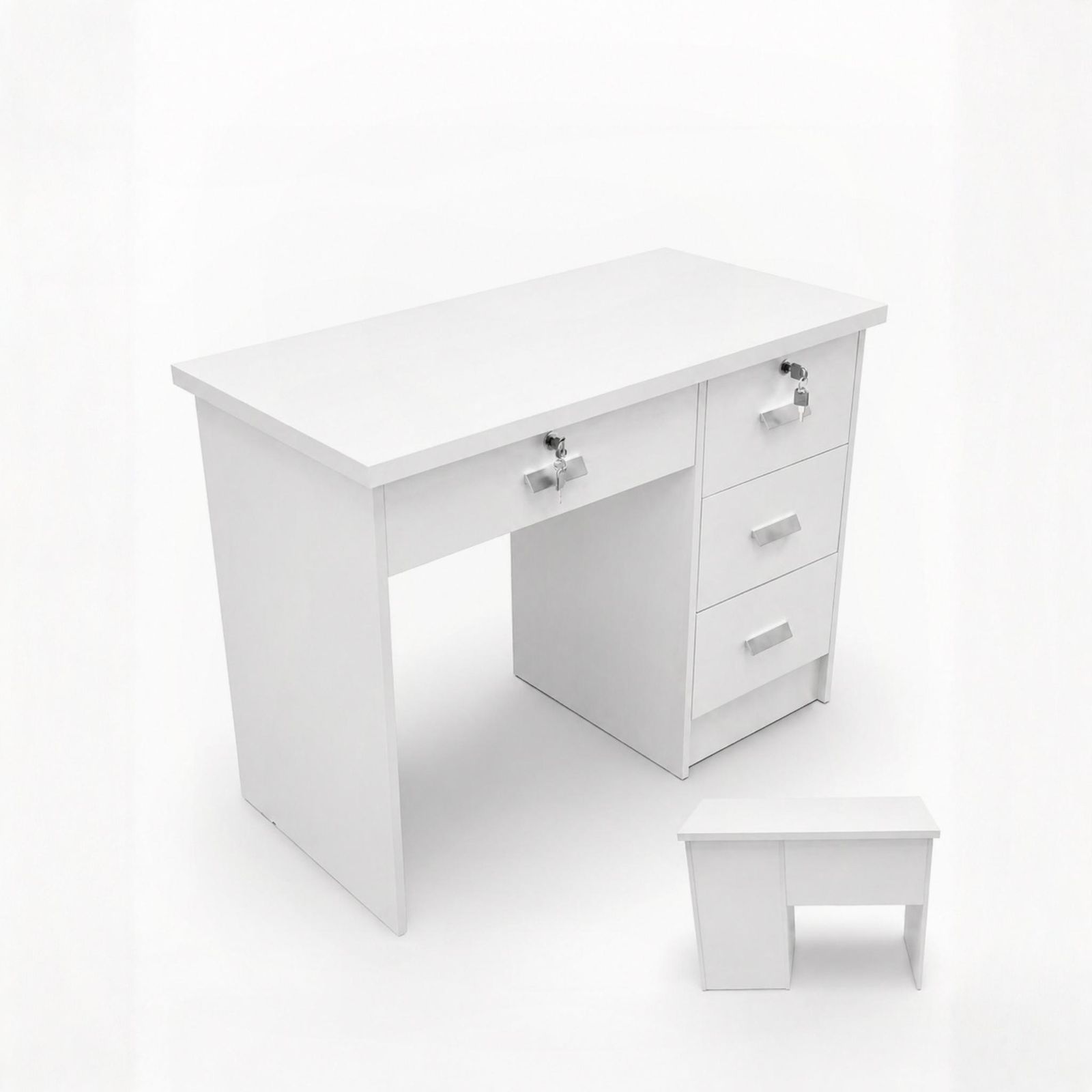  White desk with drawers and white color 