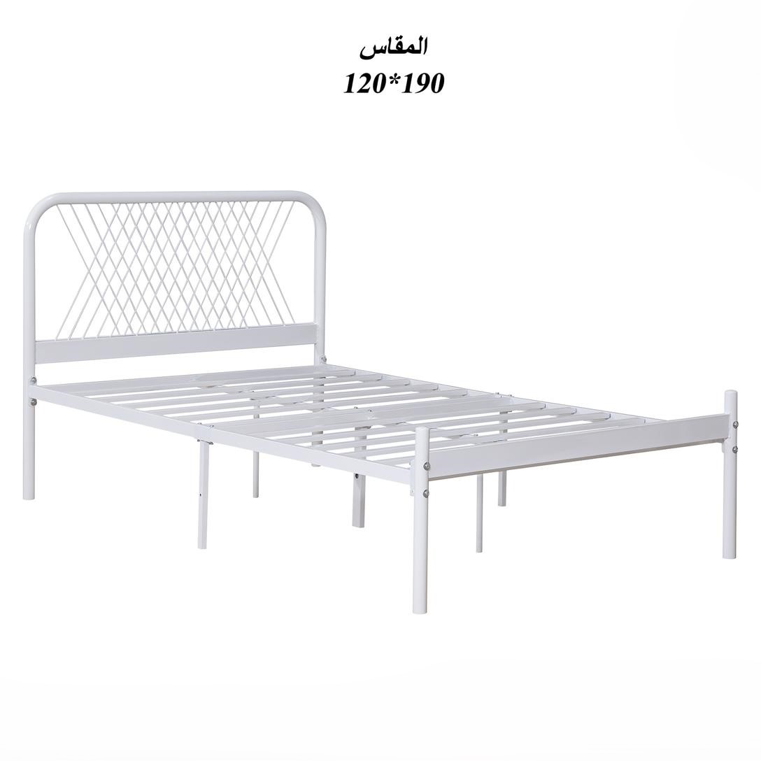  سرير معدني شبكي 120×190 لون أبيض 