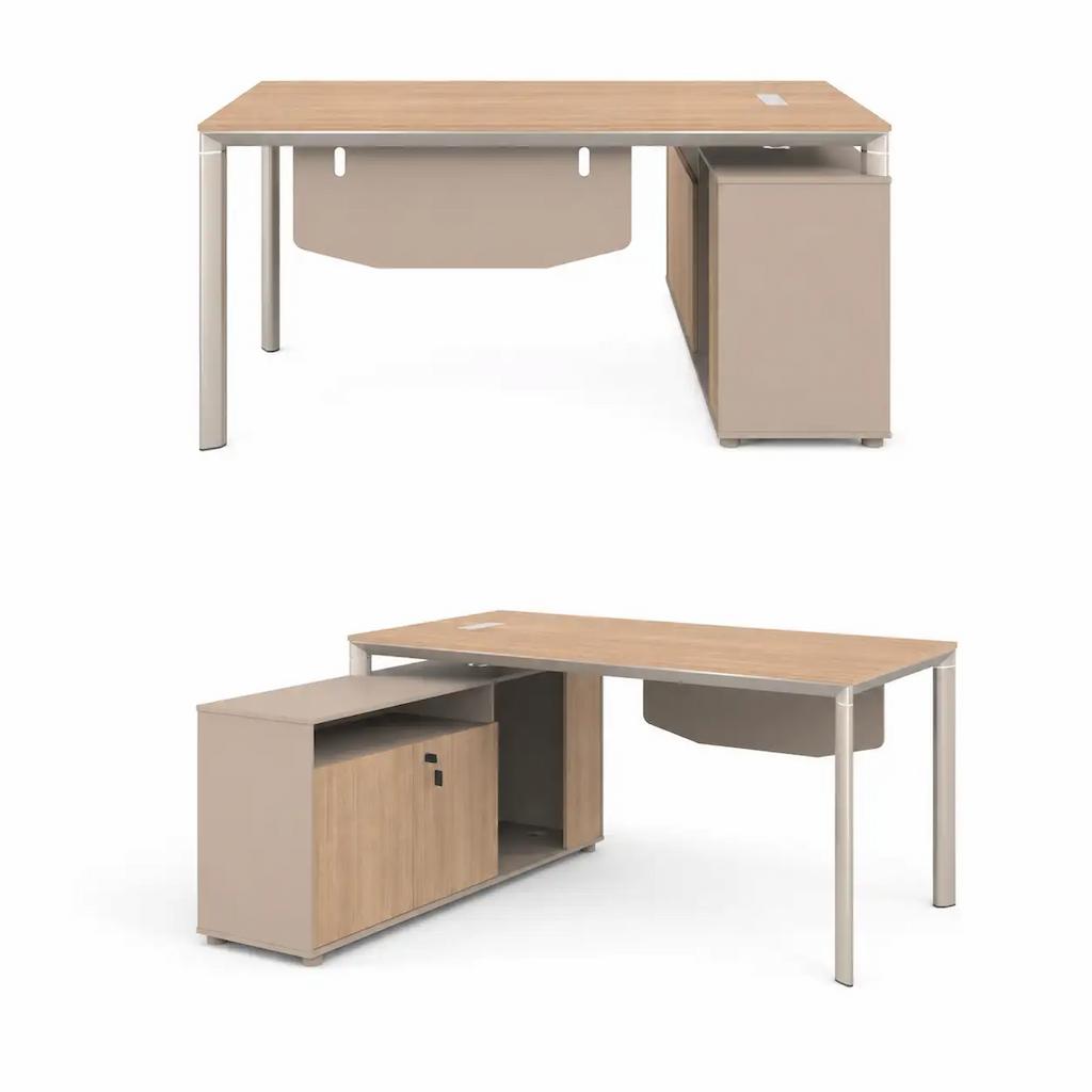  Terava light wood and beige desk with side storage 