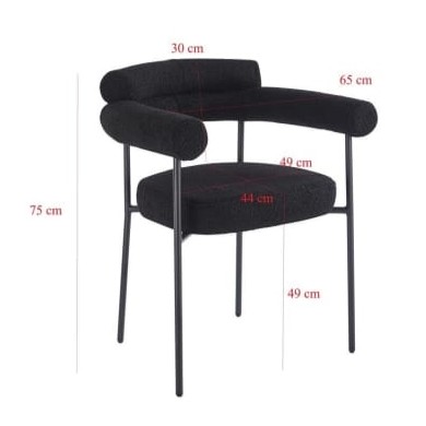  Black modern boucle single armchair with armrests 