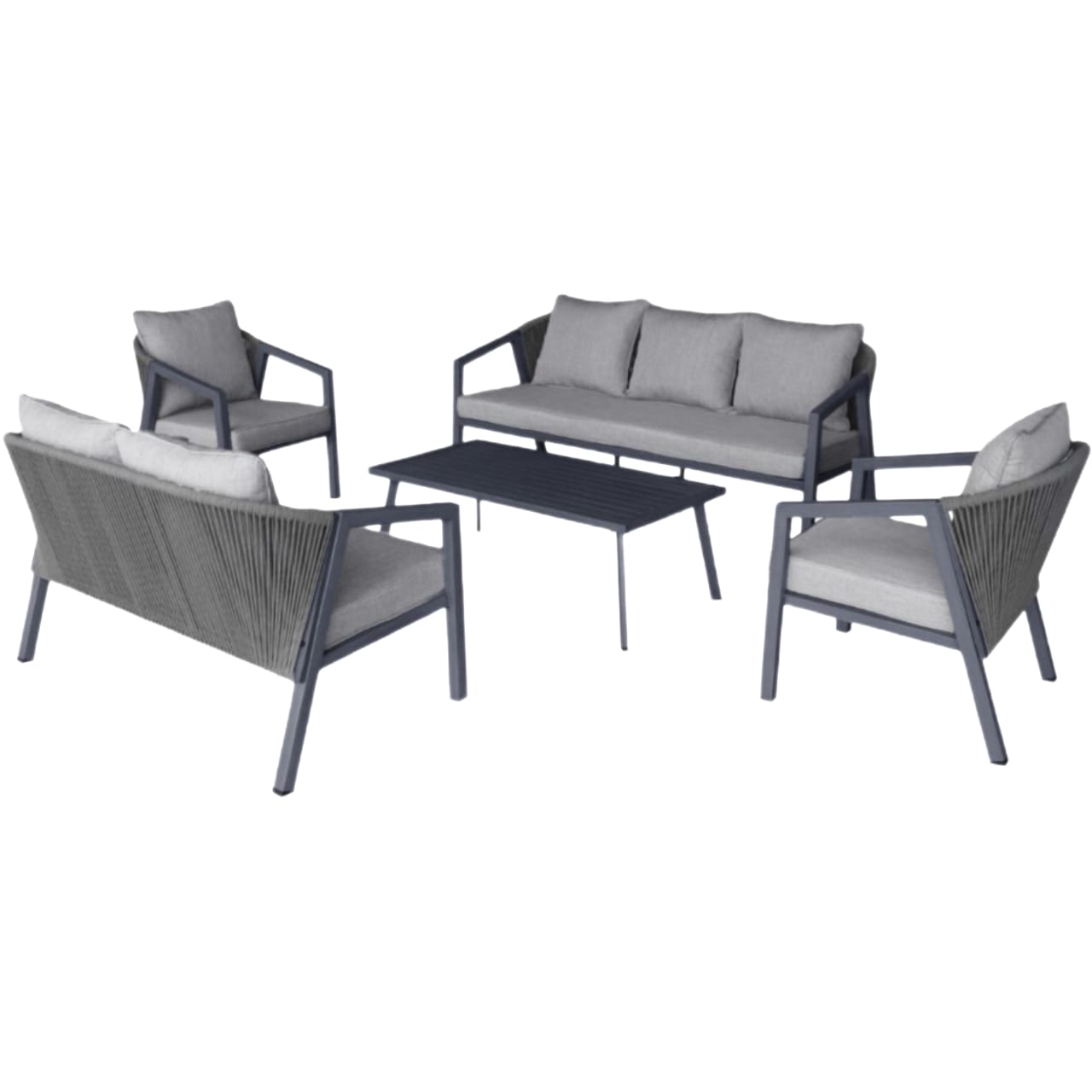  Modern gray 5-piece outdoor patio set with elegant design 