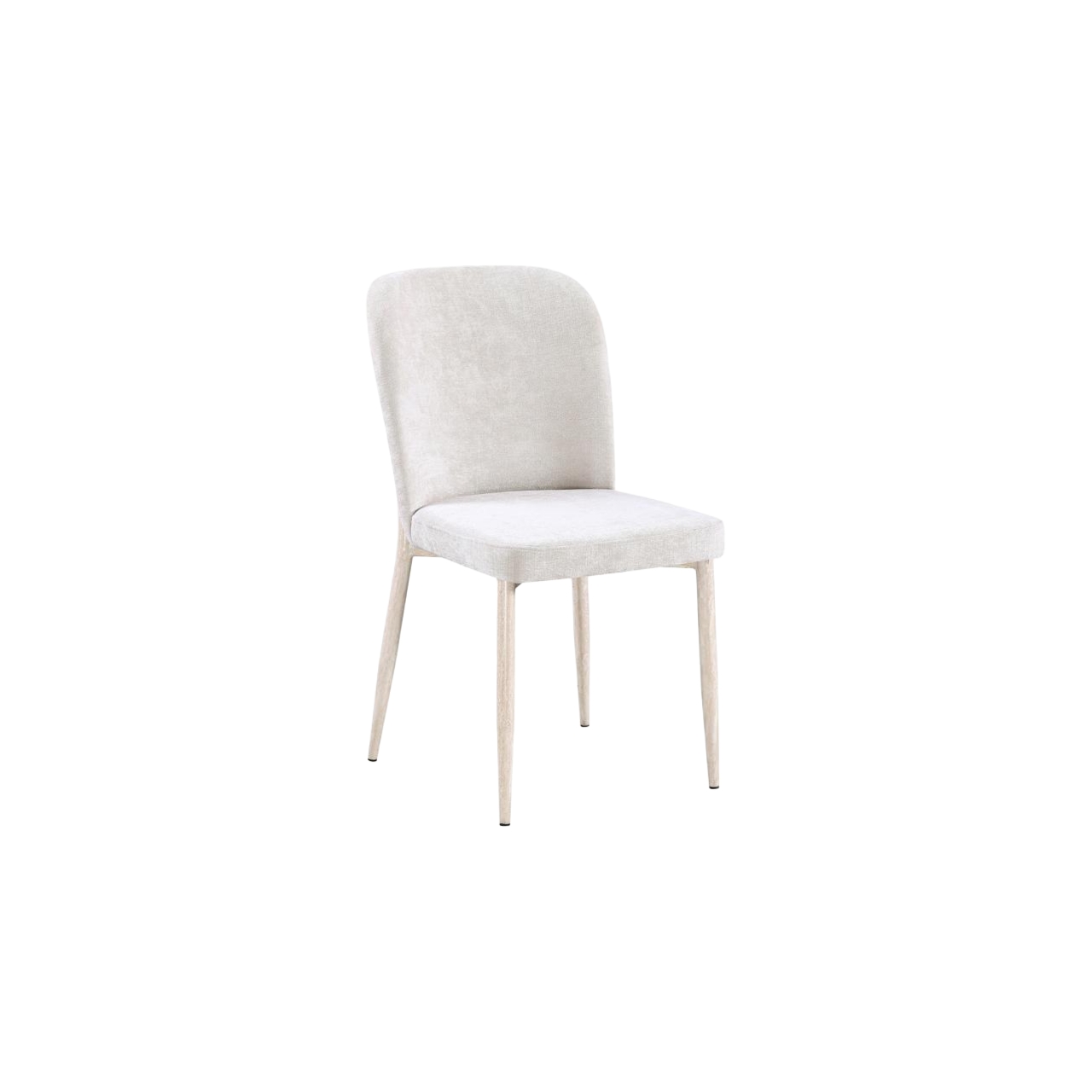  كرسي طعام مخملي اوف وايت بأرجل خشبية فاتحة 