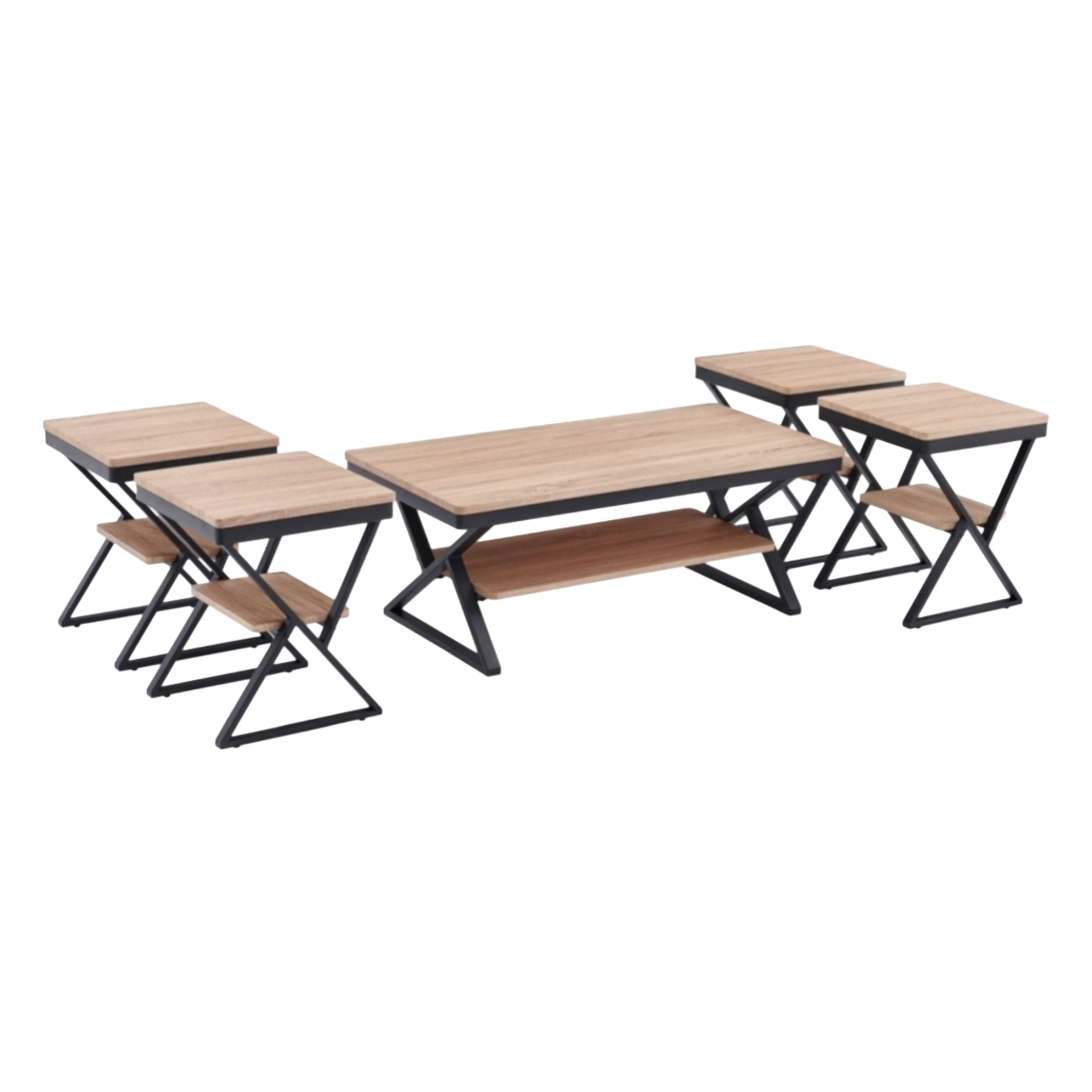  Light wood coffee table set with modern design 