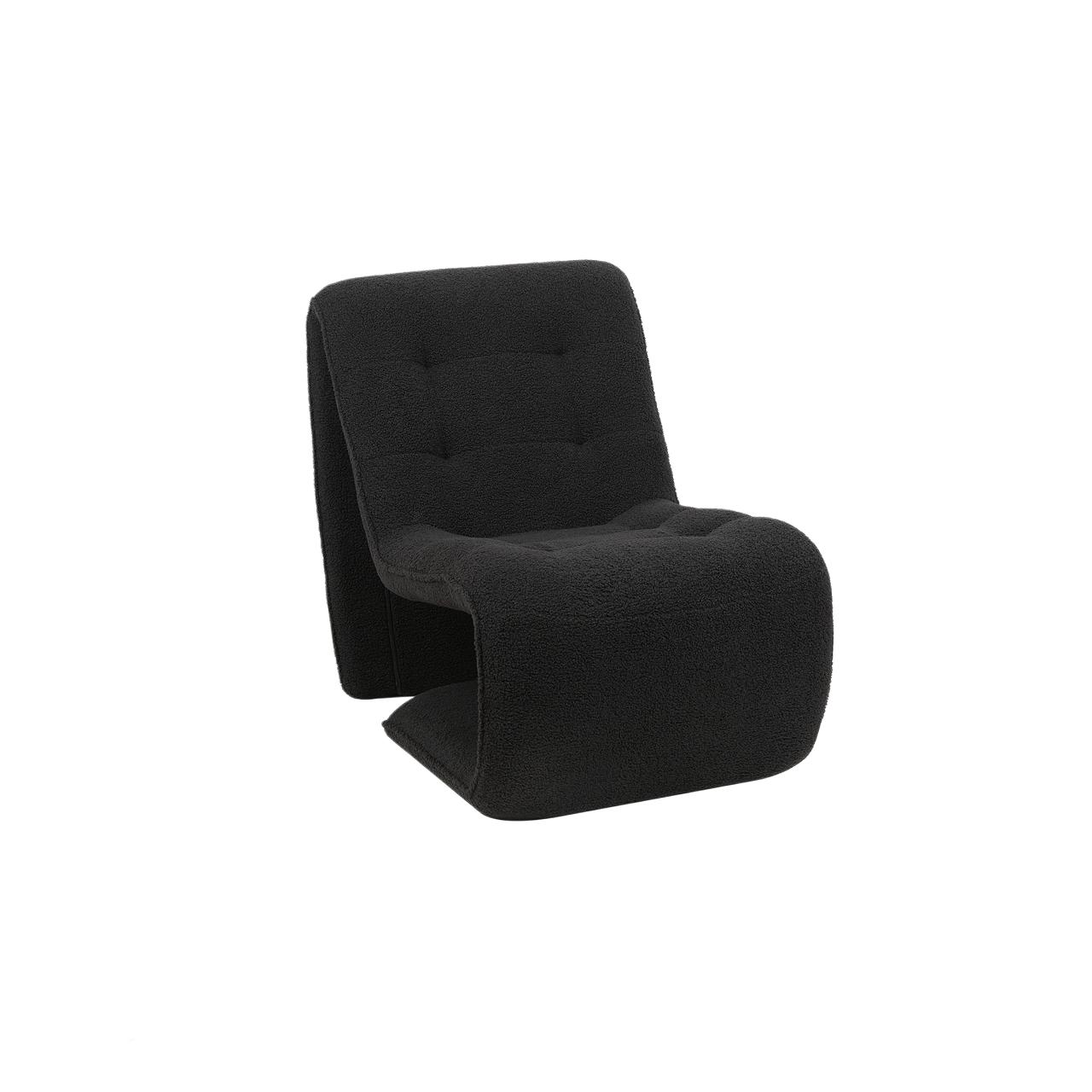  Black bouclé single chair modern curved comfortable design 