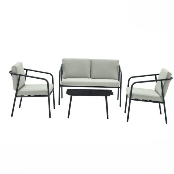  Light grey outdoor seating set 4 seats 