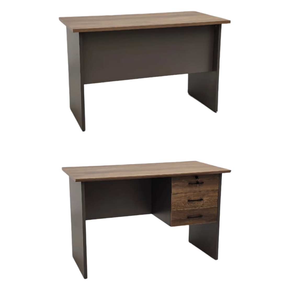  Brown office desk with three side drawers 