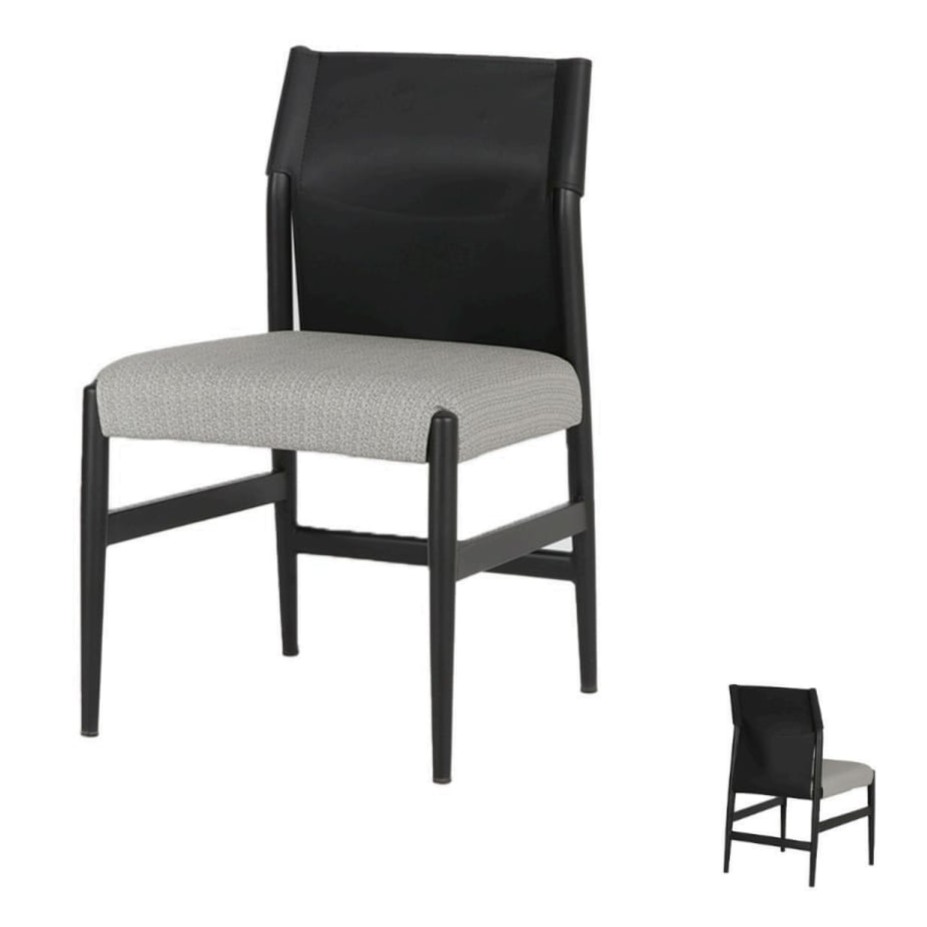  CJ-2516 black dining chair with gray seat 