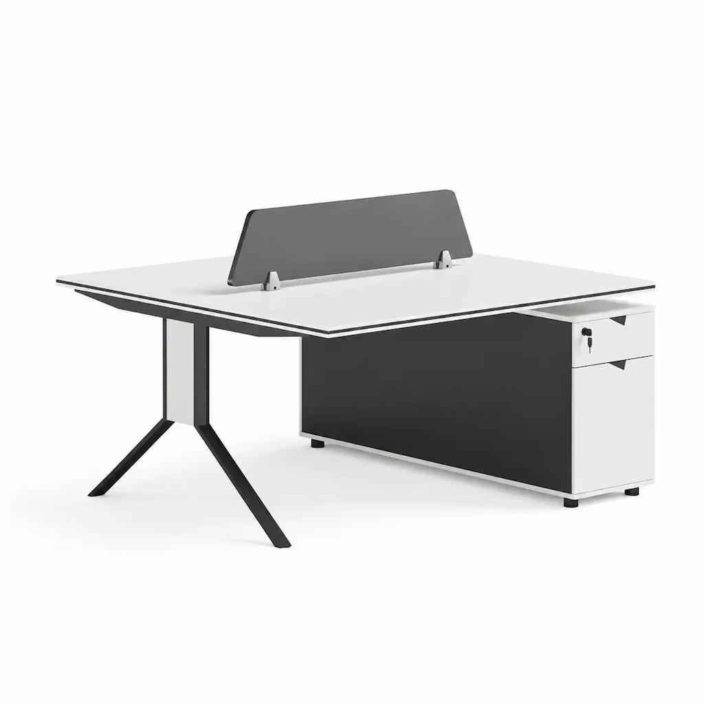  Virto white and gray dual desk with side storage 