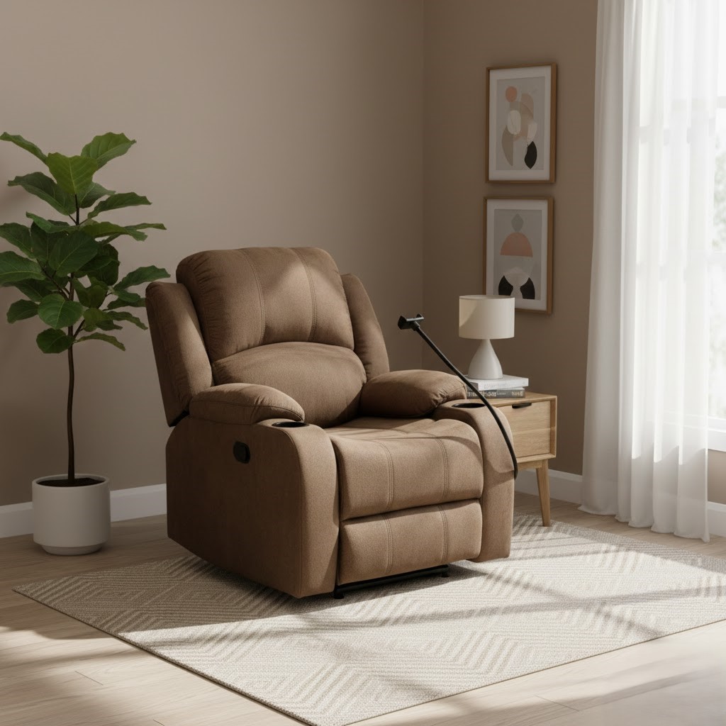  Brown recliner in warm living room 