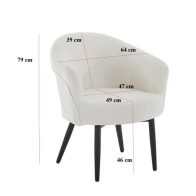  White bouclé round chair with elegant curved form 